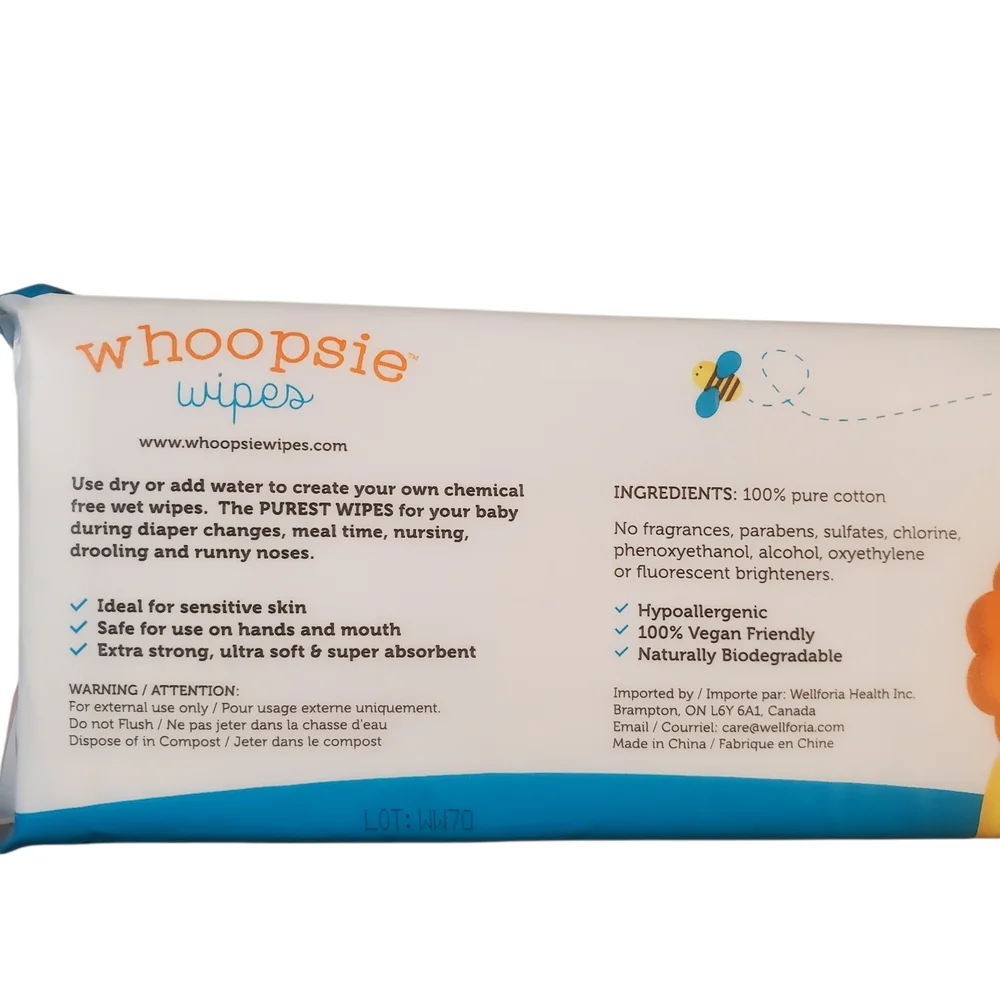 100% Pure Cotton Dry Wipes Hypoallergenic & Absorbent Sensitive Skin 600 Count